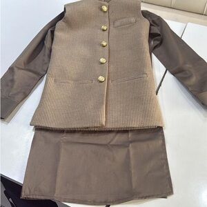 Ethnic Indian Wear Tan and Brown Matching Set with Textured Vest